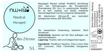 Preview: Neutral Bio-Zitrone, Massageöl