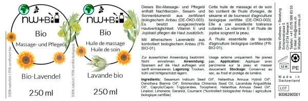 BIO Massage- und Pflegeöl Lavendel EO BIO