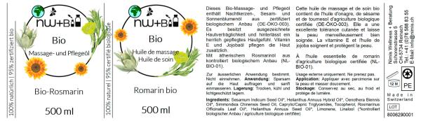 BIO Massage- und Pflegeöl Rosmarin EO BIO