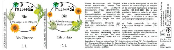 BIO Massage- und Pflegeöl Zitrone EO BIO