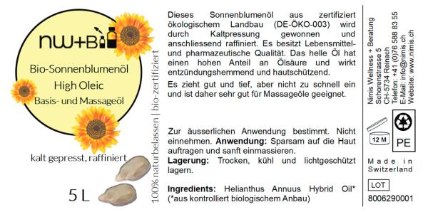 Sonnenblumenöl High Oleic raffiniert BIO