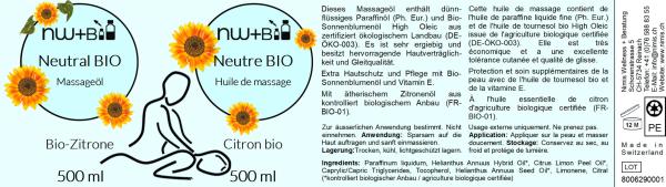 Neutral Bio Zitrone EO BIO, Massageöl