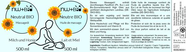Neutral Bio Milch und Honig, Massageöl