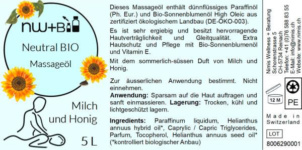Neutral Bio Milch und Honig, Massageöl