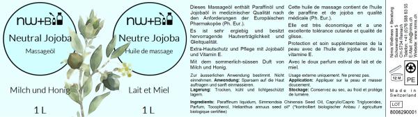 Neutral Jojoba Milch und Honig, Massageöl