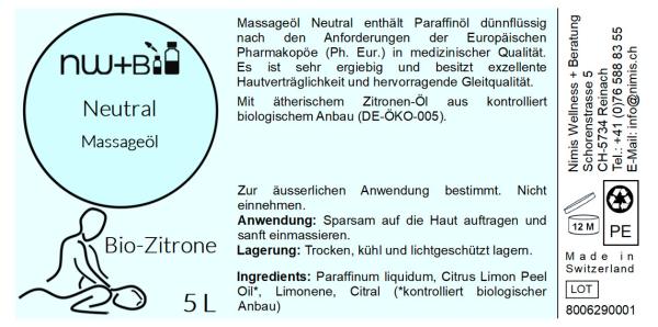 Neutral Bio-Zitrone, Massageöl