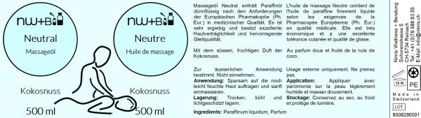 Neutral Kokosnuss, Massageöl