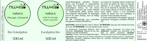 natura Massage- und Körperöl Eukalyptus EO BIO
