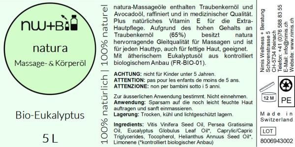 natura Massage- und Körperöl Eukalyptus EO BIO