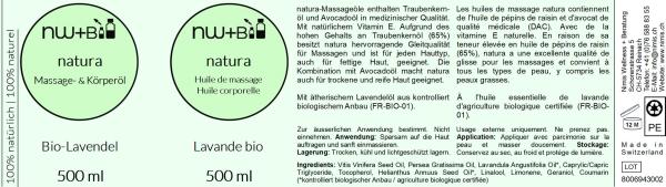 natura Massage- und Körperöl Lavendel EO BIO