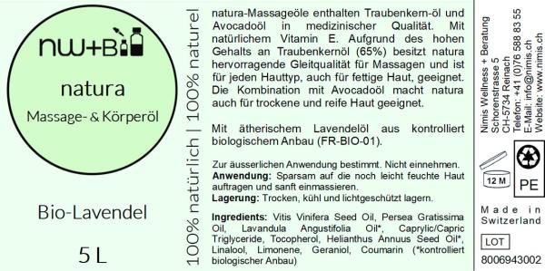 natura Massage- und Körperöl Lavendel EO BIO