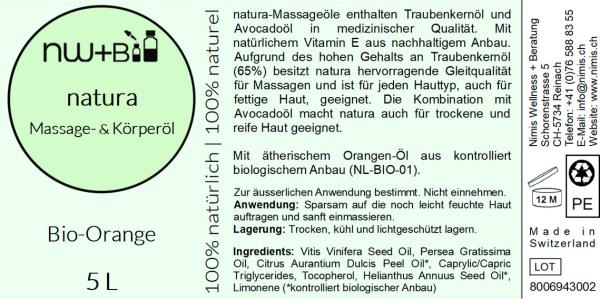 natura Massage- und Körperöl Orange EO BIO