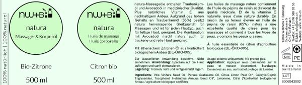 natura Massage- und Körperöl Zitrone EO BIO