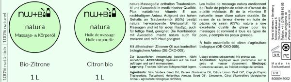 natura Massage- und Körperöl Zitrone EO BIO