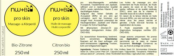 pro skin Massage- und Körperöl Zitrone EO BIO