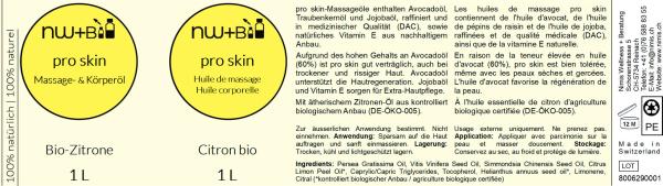 pro skin Massage- und Körperöl Zitrone EO BIO